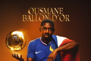 法國隊(duì)曬海報(bào)祝賀登貝萊：奧斯曼獲得金球獎(jiǎng)，永遠(yuǎn)載入法國史冊(cè)