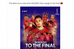 摩洛哥進(jìn)入世青賽決賽，阿什拉夫轉(zhuǎn)發(fā)海報祝賀：摩洛哥加油