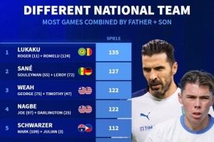 德轉盤點不同國家隊父子：盧卡庫父子、齊達內父子、維阿父子在列