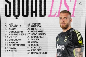 尤文意大利杯名單：伊爾迪茲、孔塞桑、戴維在列，佩林、DV9缺席