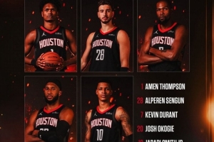 常規(guī)陣容！火箭今日首發(fā)：阿門(mén)、申京、杜蘭特、奧科吉、小史密斯