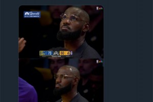 真會(huì)來事?。『舜蟊确致浜?，勇士NBC官推曬詹姆斯照片調(diào)侃：決定3.0！